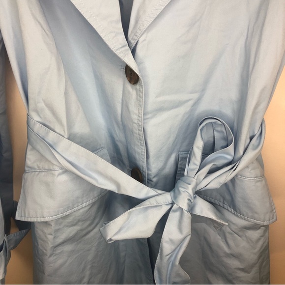 a new day Women’s Small light blue long trench coat with tie belt Pockets - Picture 6 of 6